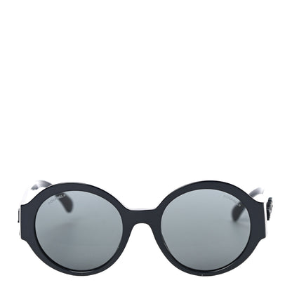 Chanel Acetate Polarized Round Sunglasses 5410 Black 4 of 7
