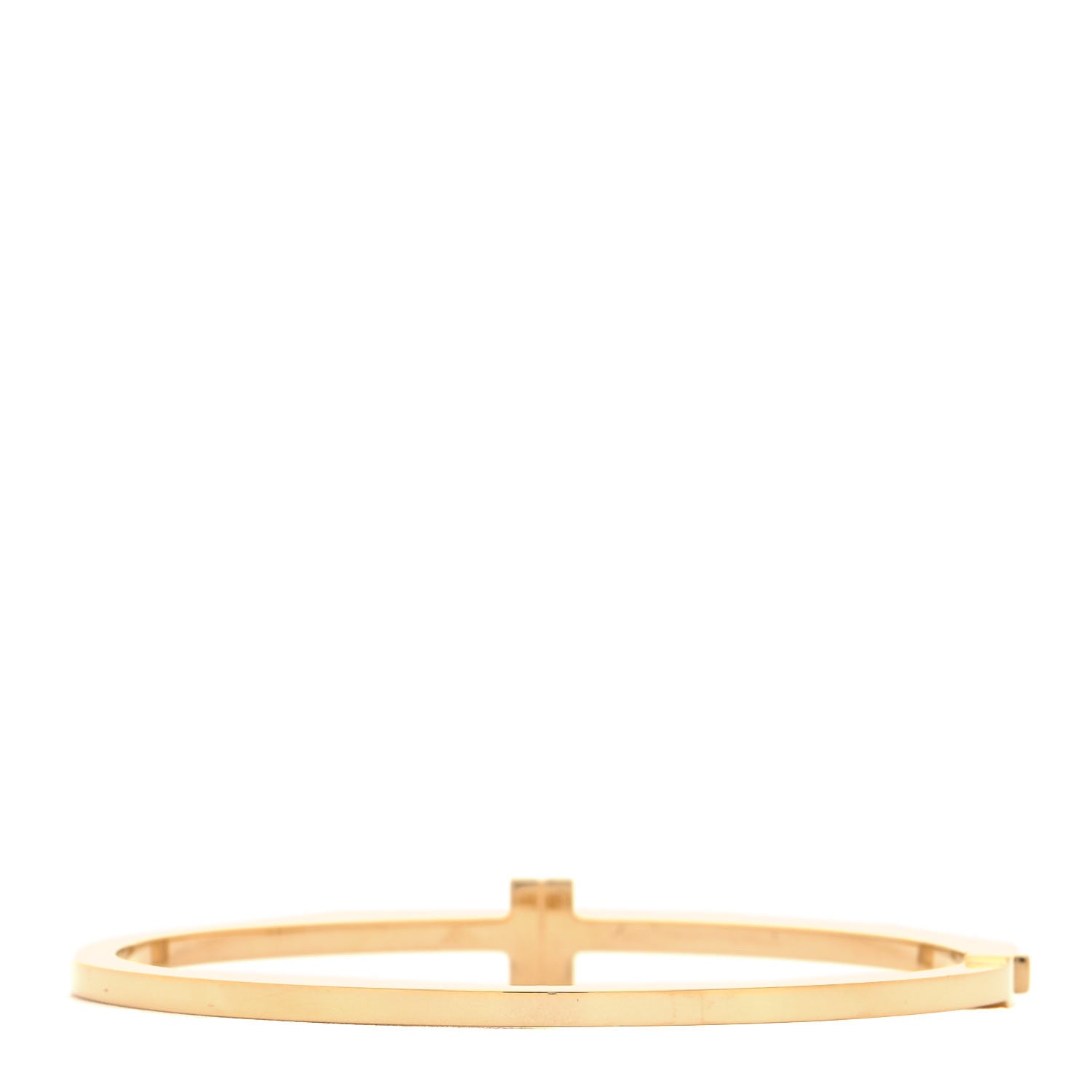 Tiffany 18K Yellow Gold Diamond T Hinged Wire Bangle Bracelet 3 of 4