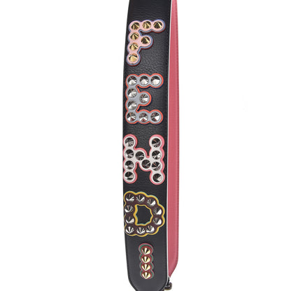 Fendi Vitello Dolce Fun Fair Metal Studded Strap You Black Multicolor 4 of 7