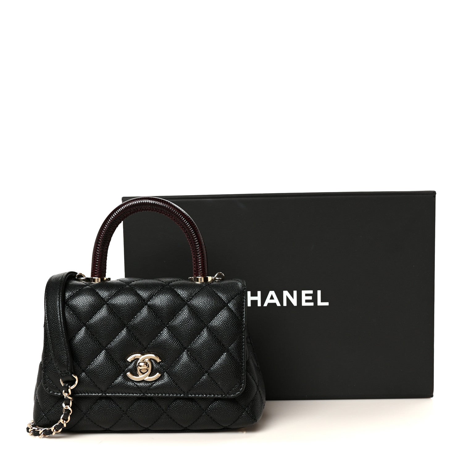 Chanel Caviar Lizard Embossed Quilted Extra Mini Coco Handle Flap Black 11 of 11