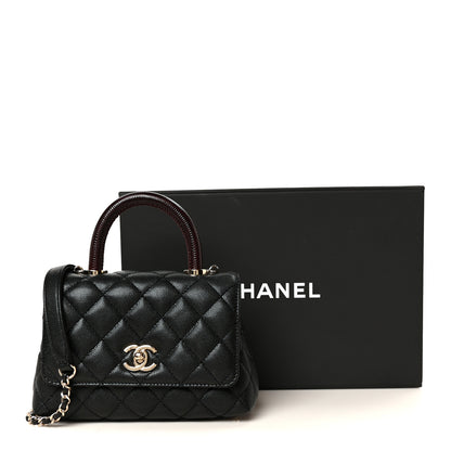 Chanel Caviar Lizard Embossed Quilted Extra Mini Coco Handle Flap Black 11 of 11