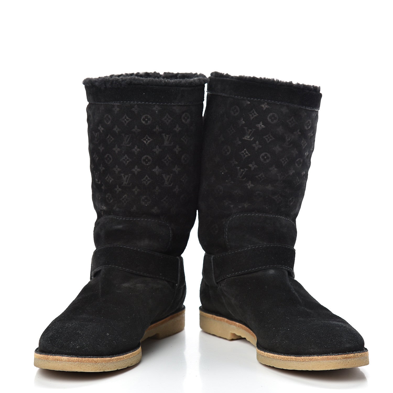 Louis Vuitton Suede Shearling Fauvist Boots 39 Black 5 of 11