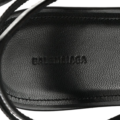 Balenciaga Calfskin Allover Logo Flat Sandals 38 Black White 8 of 9