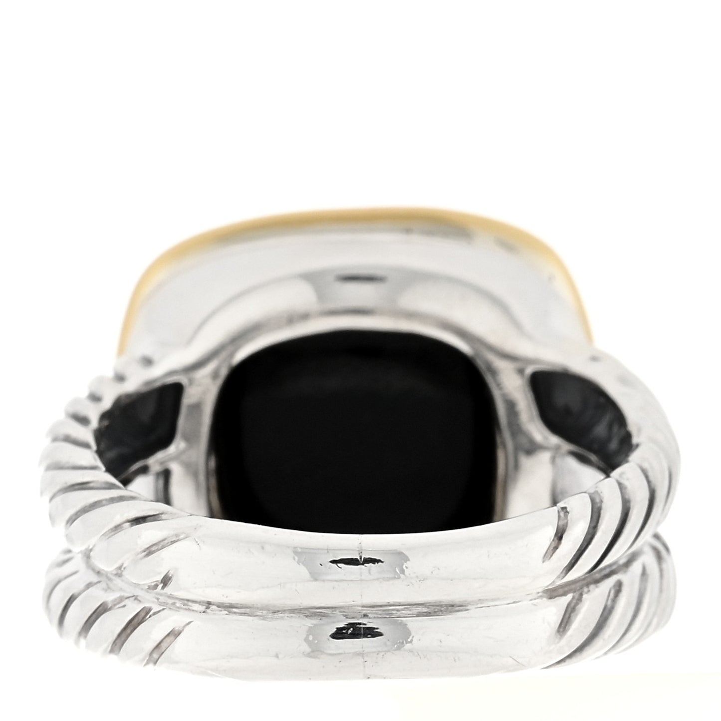 Sterling Silver 18K Yellow Gold Black Onyx 11mm Albion Ring 52 6