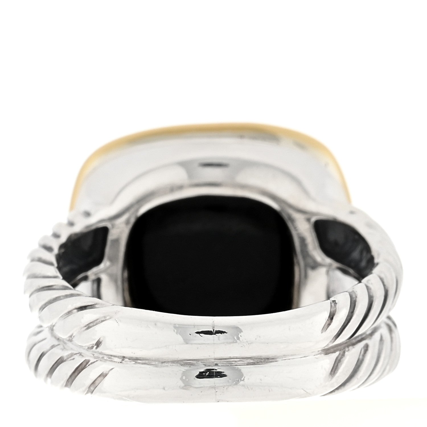 David Yurman Sterling Silver 18K Yellow Gold Black Onyx 11mm Albion Ring 52 6 3 of 4