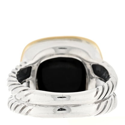 David Yurman Sterling Silver 18K Yellow Gold Black Onyx 11mm Albion Ring 52 6 3 of 4