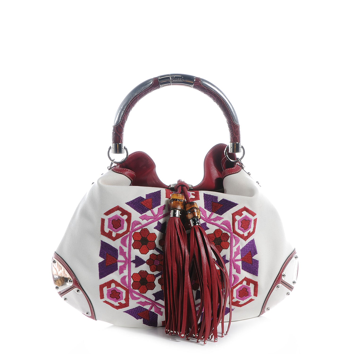 Gucci Canvas Embroidered Large Indy Hobo 1 of 7