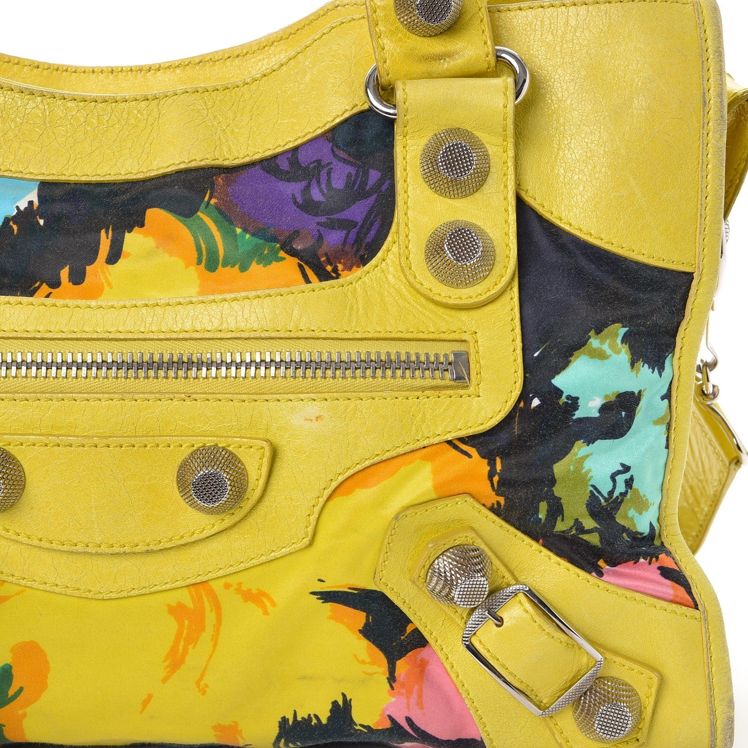 Balenciaga Agneau Canvas Floral Giant 21 Silver Hardware City Bouton D or 21 of 34