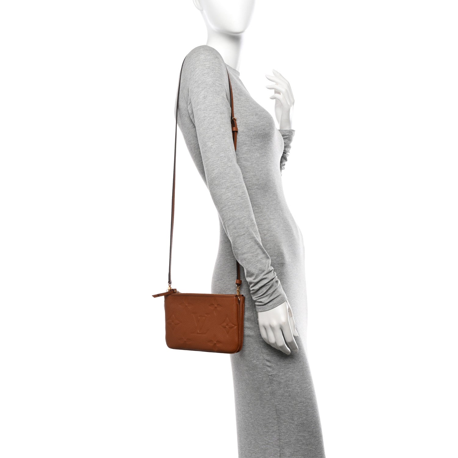 Louis Vuitton Empreinte Monogram Giant Double Zip Pochette Caramel 2 of 11