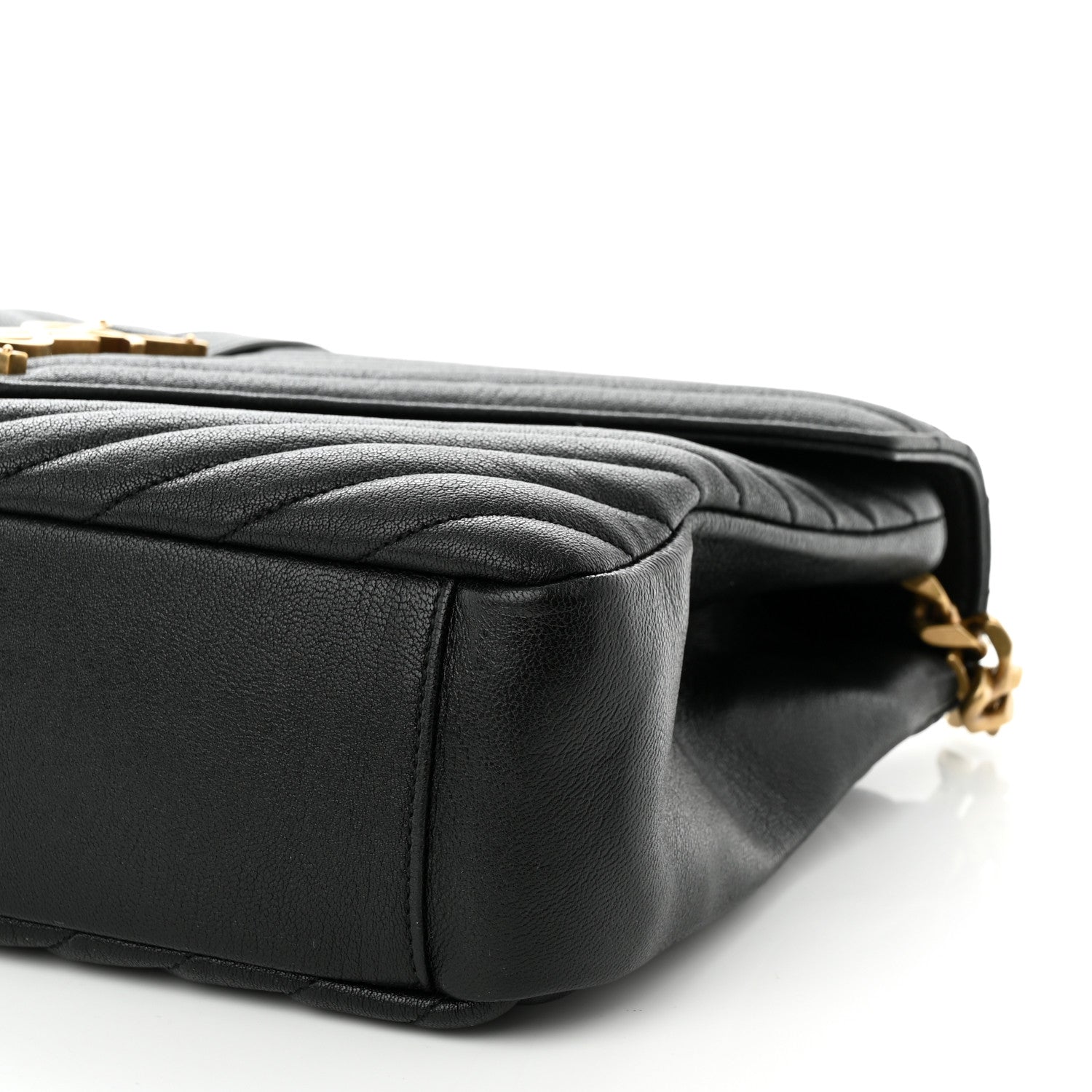 Saint Laurent Sheepskin Matelasse Chevron Monogram Large College Satchel Black 10 of 10