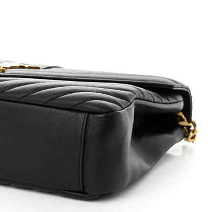 Saint Laurent Sheepskin Matelasse Chevron Monogram Large College Satchel Black 10 of 10