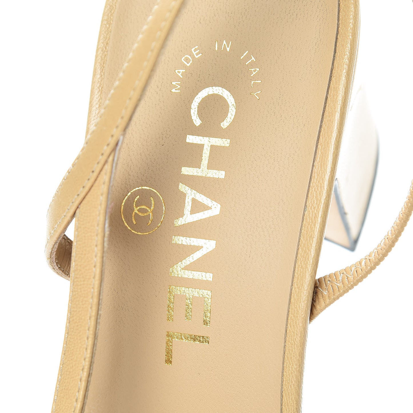 Goatskin Grosgrain Cap Toe CC Slingback Pumps 39.5 Beige Black
