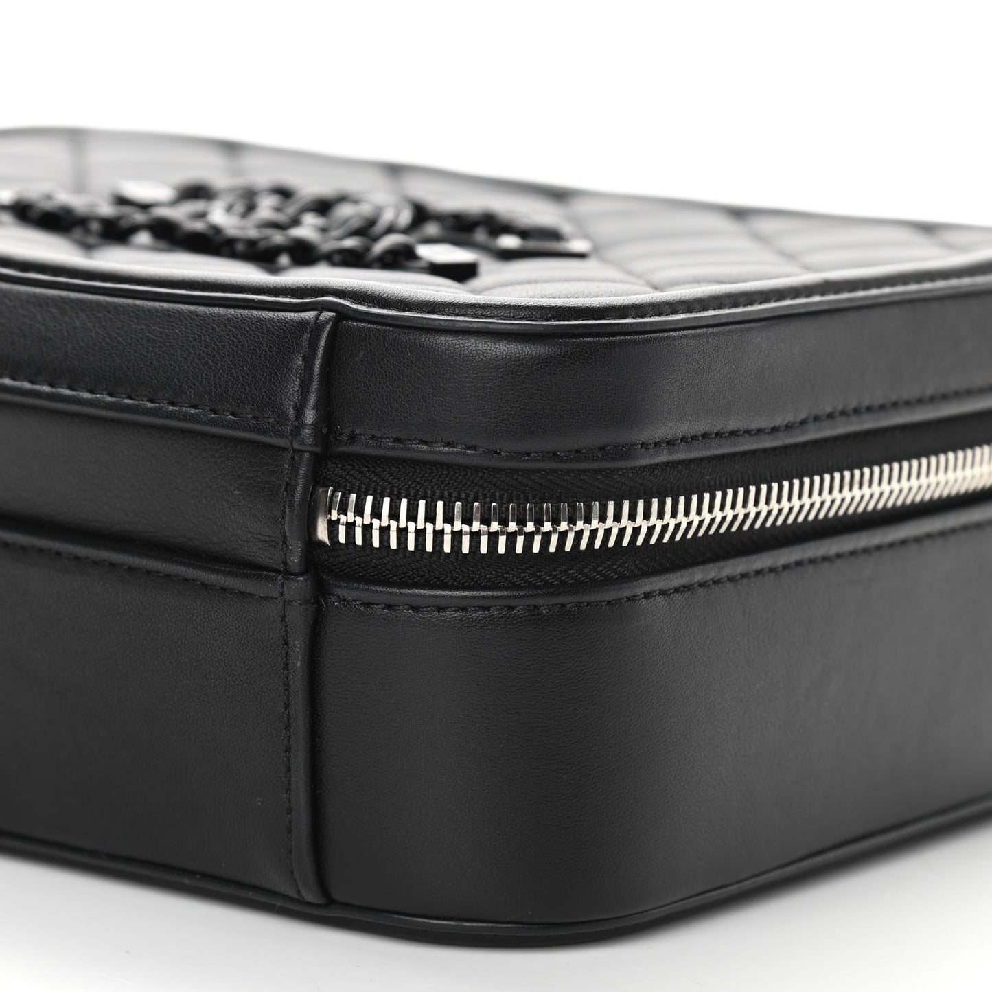 Lambskin Quilted Medium CC Filigree Vanity Case Black