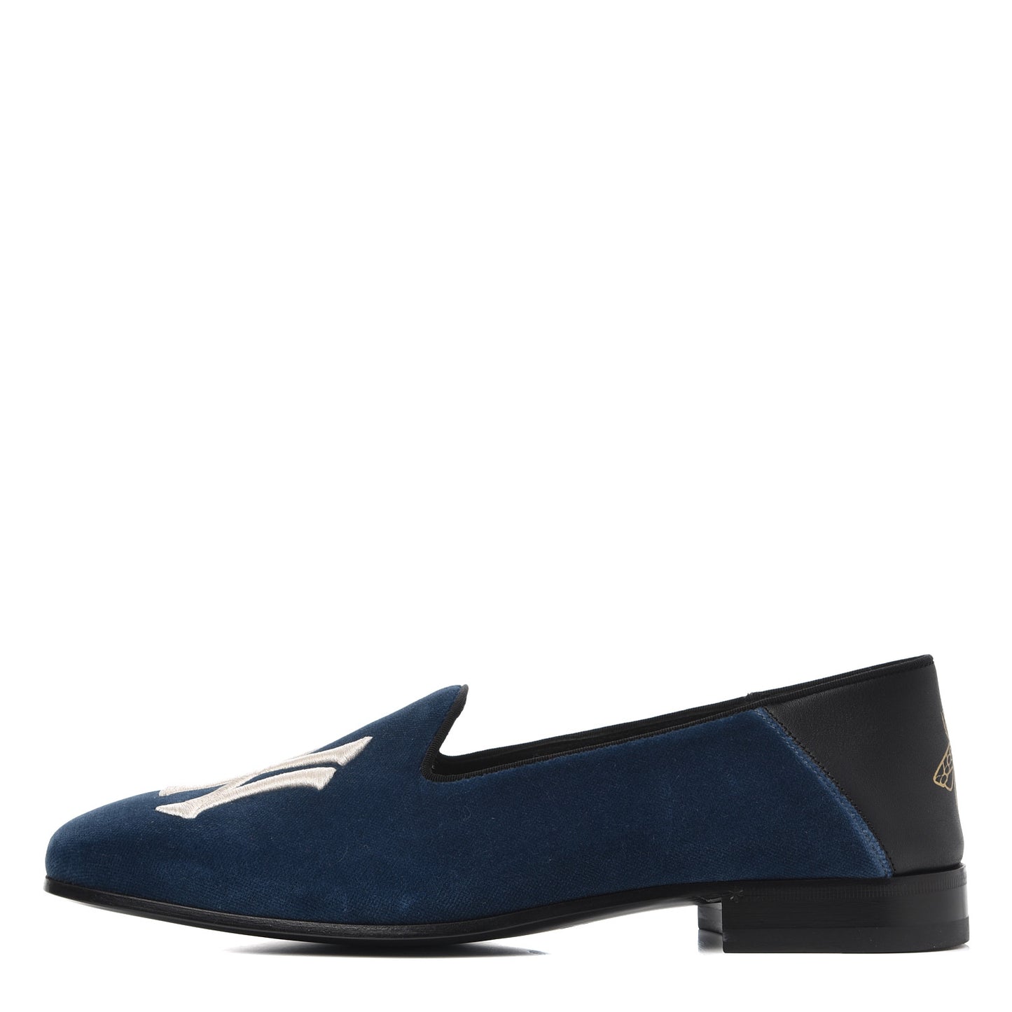 X MLB Velvet NY Yankees Embroidered Mens Loafers 8 Zaffre Black
