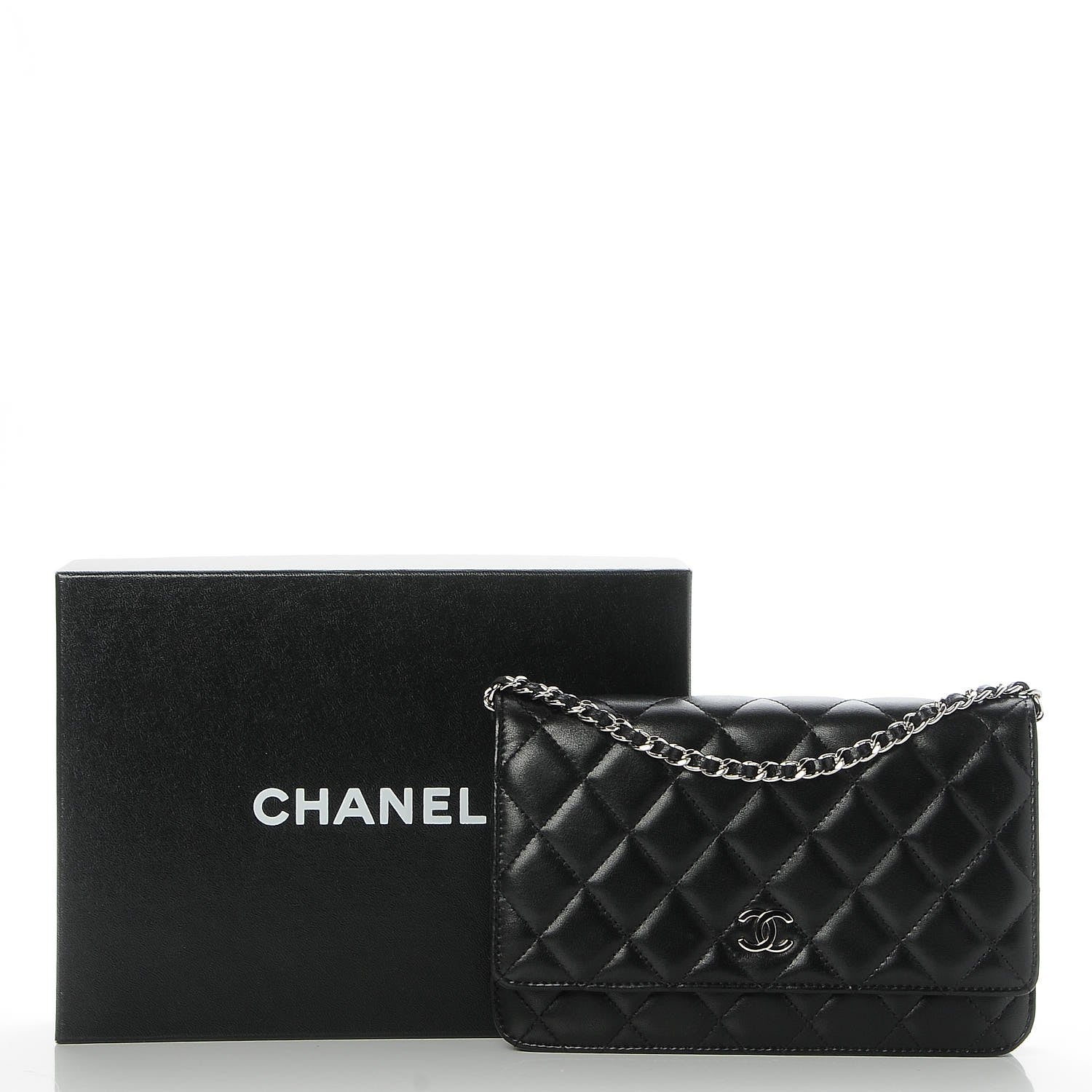 Chanel Lambskin Quilted Wallet On Chain WOC Black 10 of 10