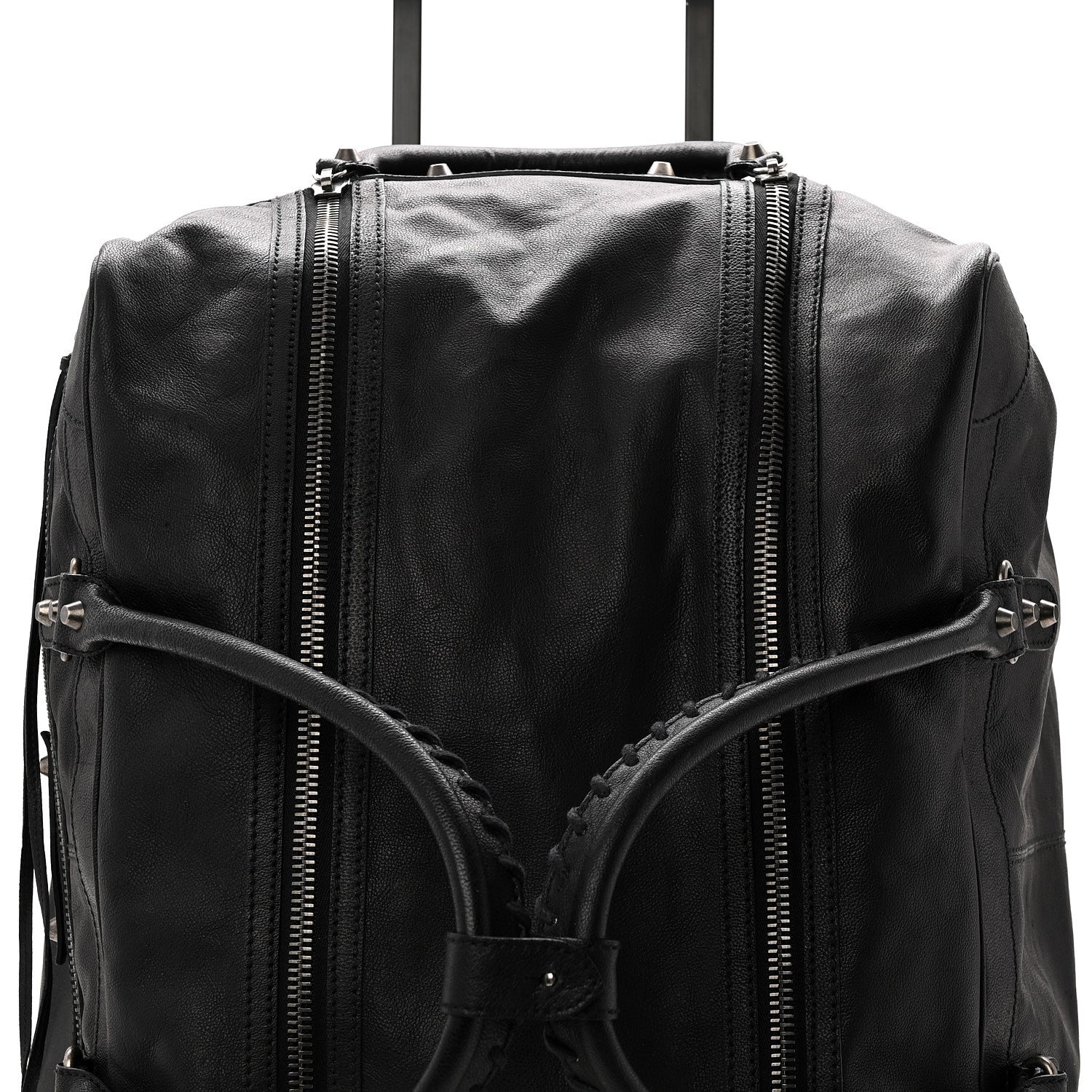 Balenciaga Agneau Silver Hardware Duffle Carry On Travel Bag Black 7 of 9