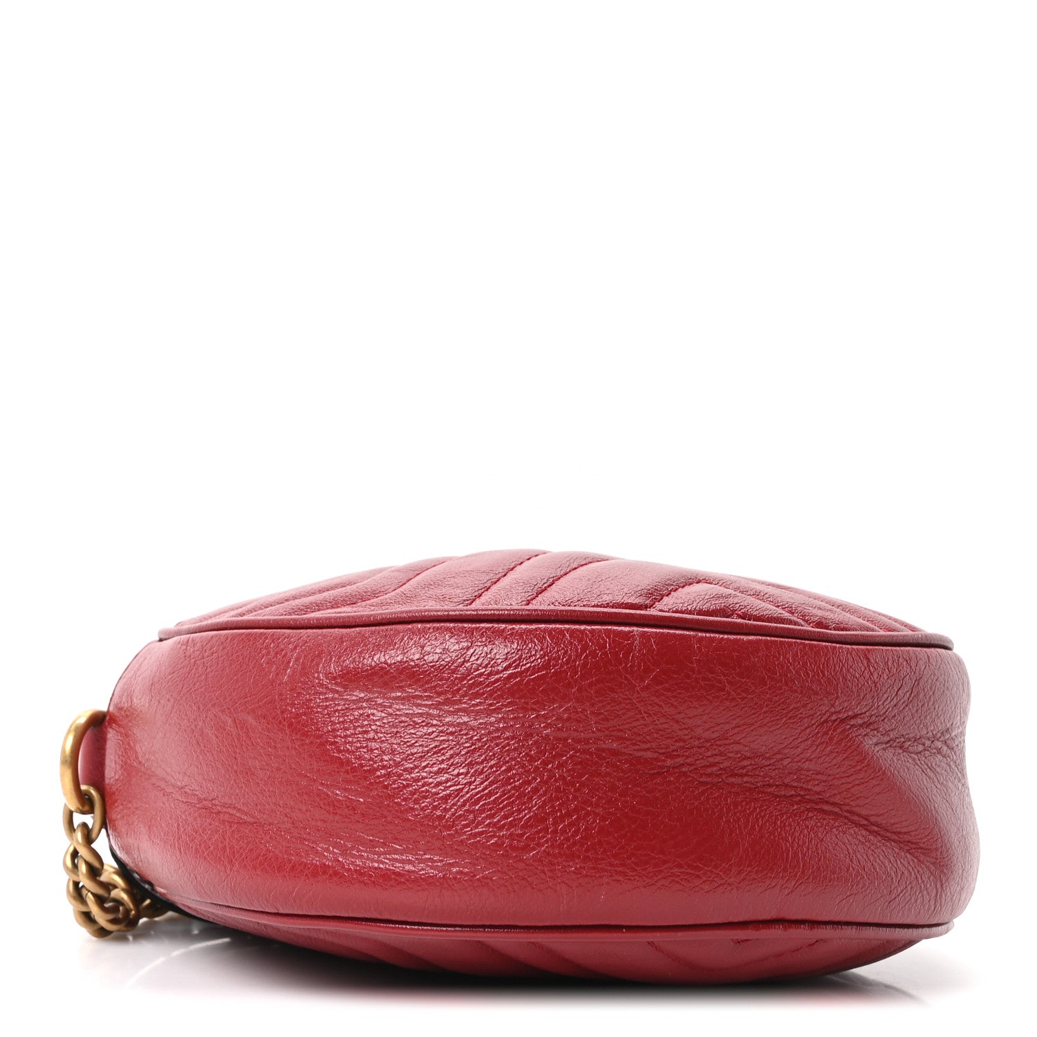 Gucci Glazed Calfskin Matelasse Heart Mini GG Marmont Round Shoulder Bag Romantic Cerise 4 of 10