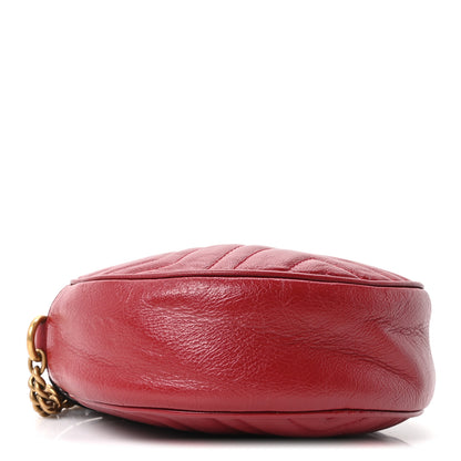 Gucci Glazed Calfskin Matelasse Heart Mini GG Marmont Round Shoulder Bag Romantic Cerise 4 of 10
