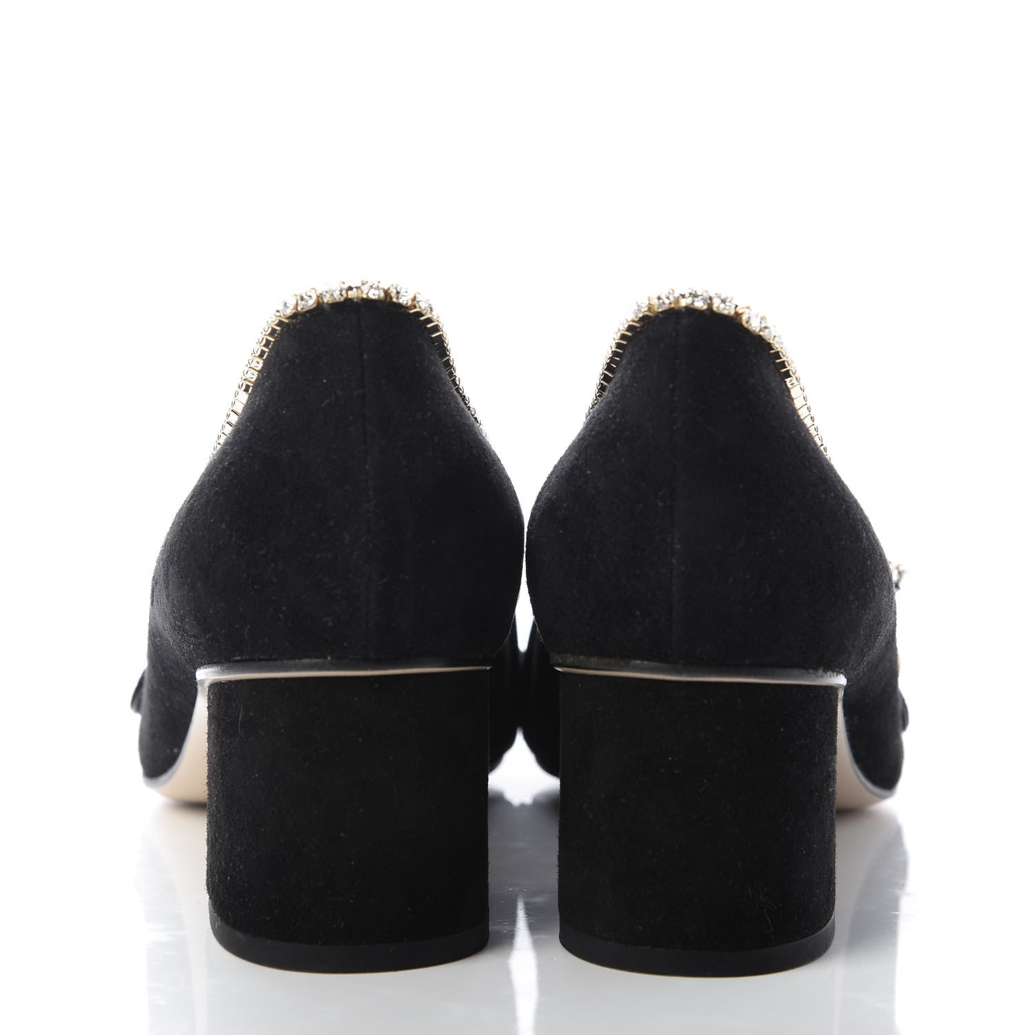 Gucci Kid Scamosciato Crystal GG Marmont Fringe 50mm Loafer Pumps 39 Black 6 of 10