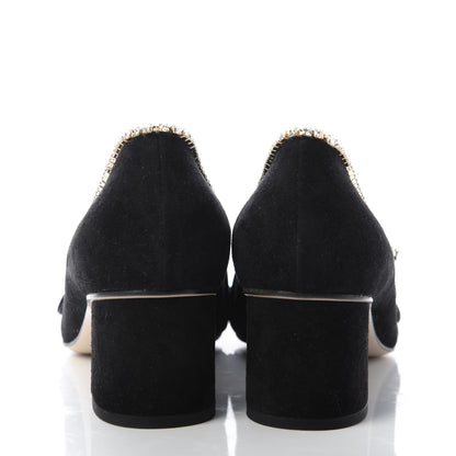 Gucci Kid Scamosciato Crystal GG Marmont Fringe 50mm Loafer Pumps 39 Black 6 of 10