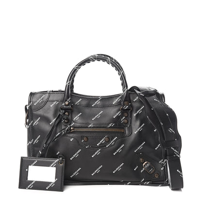 Balenciaga Veau Allover Logo Classic Hardware S City Black White 1 of 9