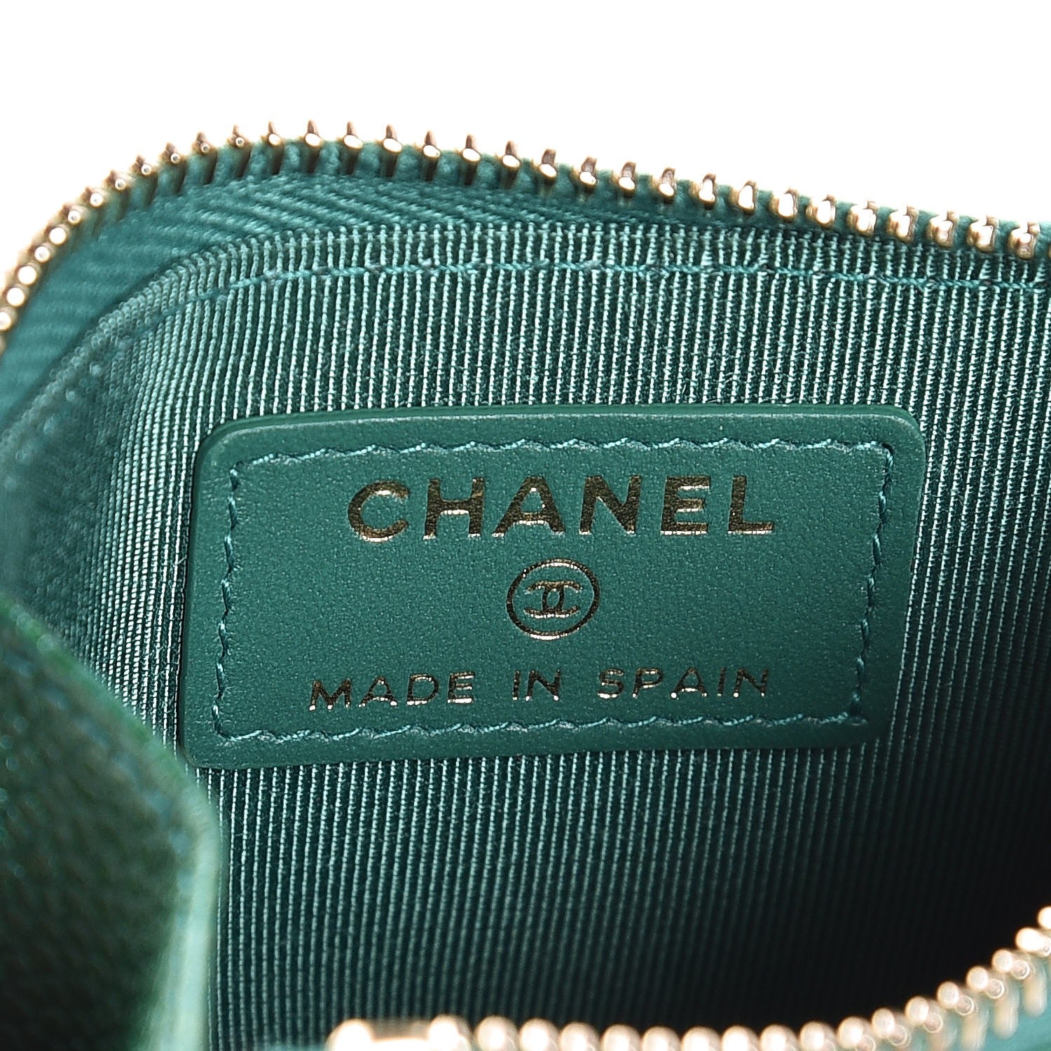 Chanel Metallic Caviar Quilted CC Zip Card Holder Green 14 of 16