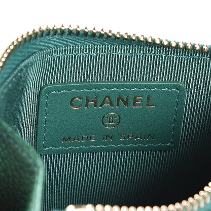 Chanel Metallic Caviar Quilted CC Zip Card Holder Green 14 of 16