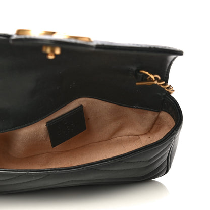Gucci Calfskin Matelasse Super Mini GG Marmont Shoulder Bag Black 4 of 13