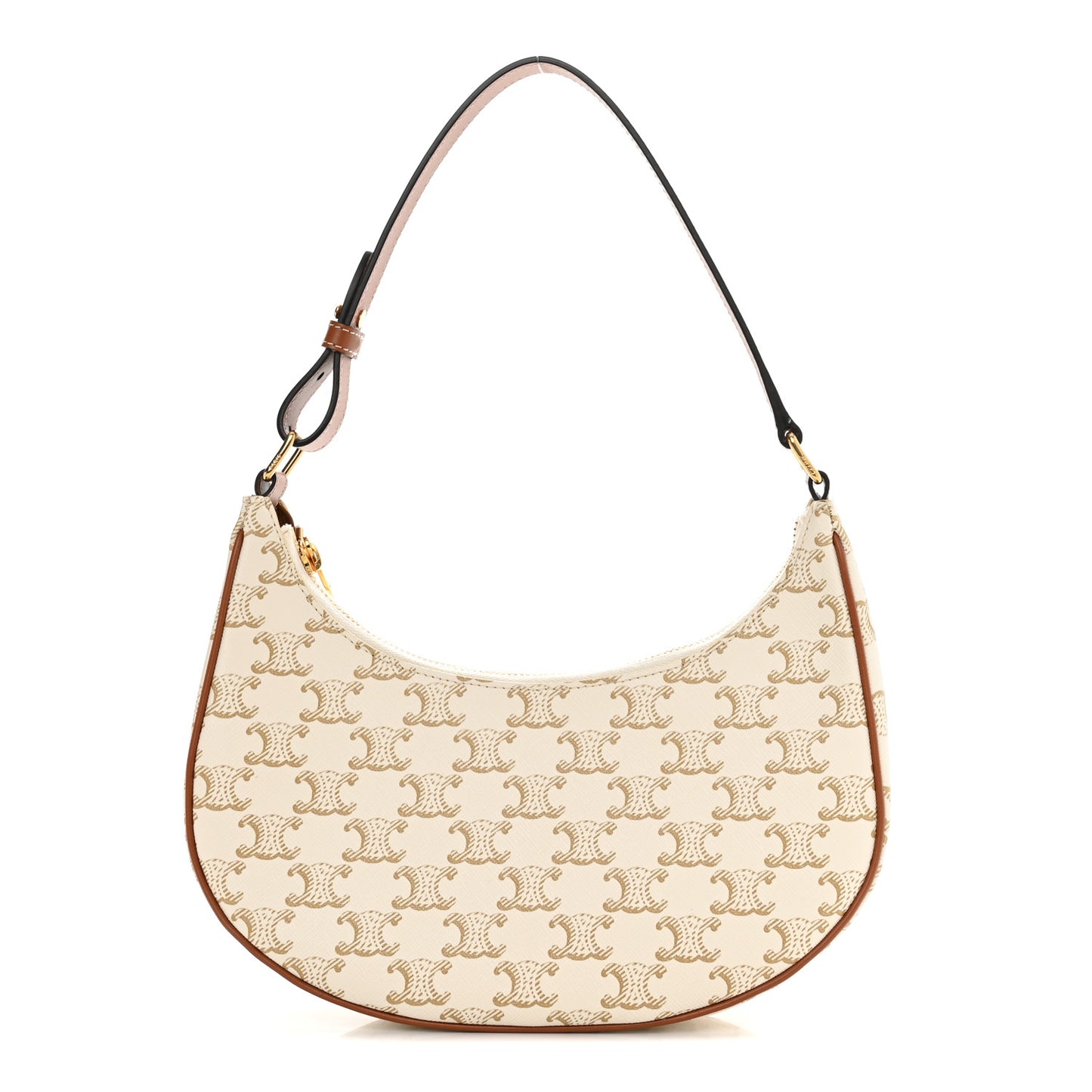 Canvas Calfskin Ava Triomphe Shoulder Bag White