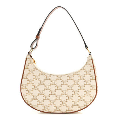 Celine Canvas Calfskin Ava Triomphe Shoulder Bag White 1 of 11