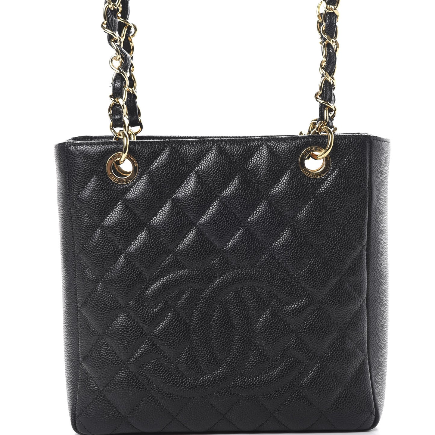 Caviar Quilted Petit Shopping Tote PST Black