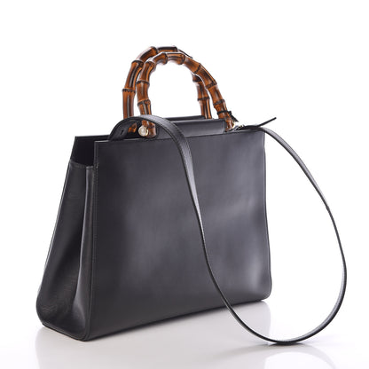 Gucci Nappa Bamboo Medium Nymphaea Top Handle Bag Black 3 of 10
