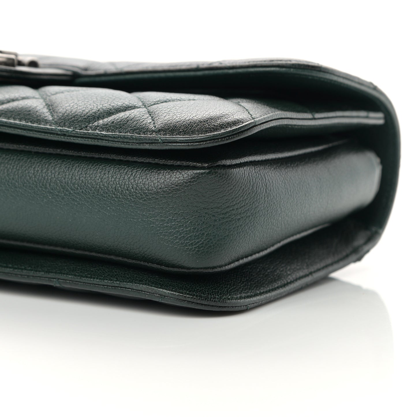 Goatskin Quilted Medium Perfect Edge Flap Green