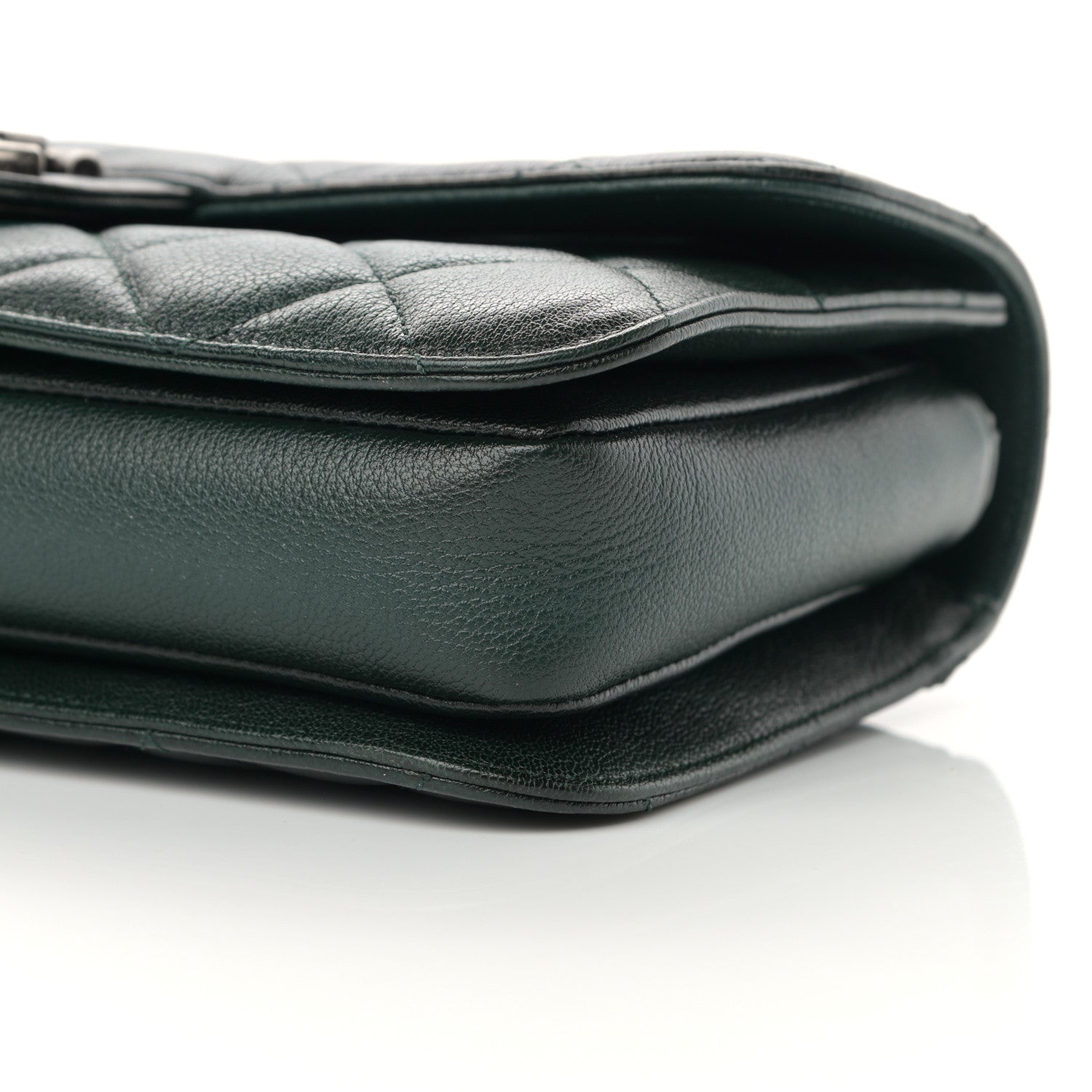 Chanel Goatskin Quilted Medium Perfect Edge Flap Green 9 of 10