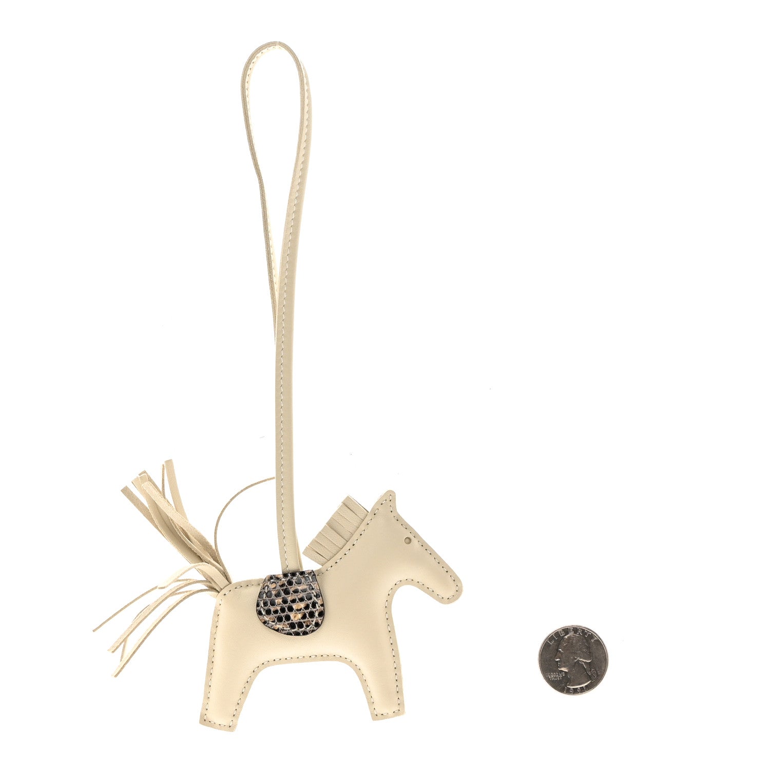 Hermes Milo Lambskin Lizard Touch Grigri Rodeo Horse Bag Charm PM Craie Ombre 2 of 4
