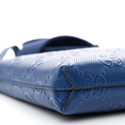 Gucci Calfskin GG Tennis Embossed Medium Wristlet Messenger Bag Intense Metal Blue 9 of 11