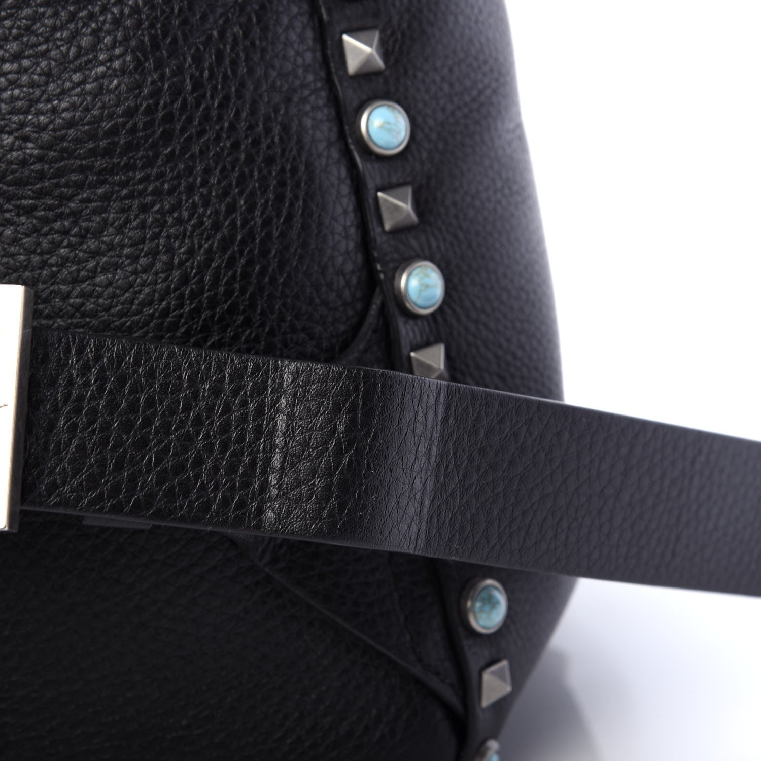 Valentino Garavani Pebbled Calfskin Medium Rockstud Rolling Backpack Black 13 of 14