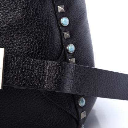 Valentino Garavani Pebbled Calfskin Medium Rockstud Rolling Backpack Black 13 of 14