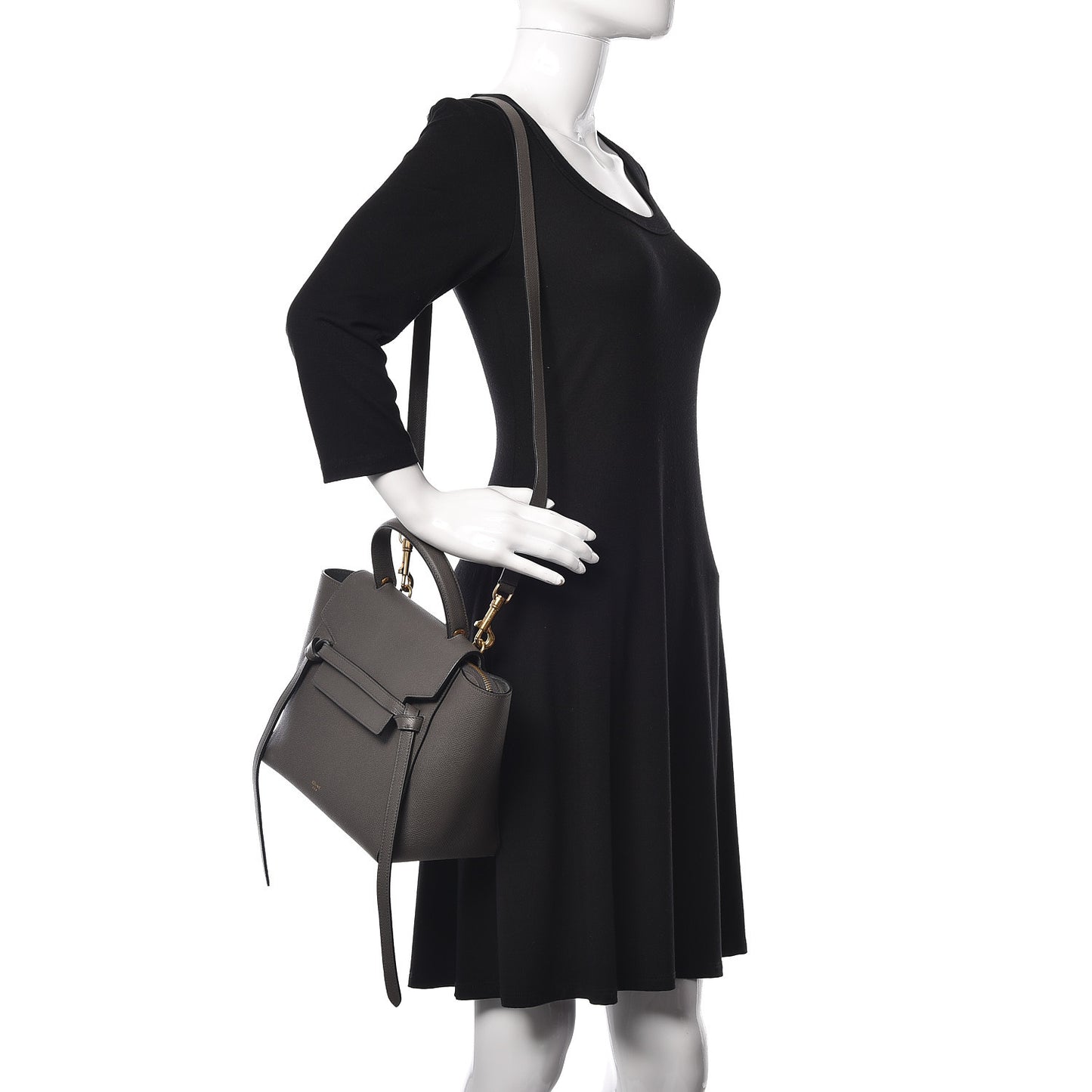 Baby Grained Calfskin Micro Belt Bag Grey