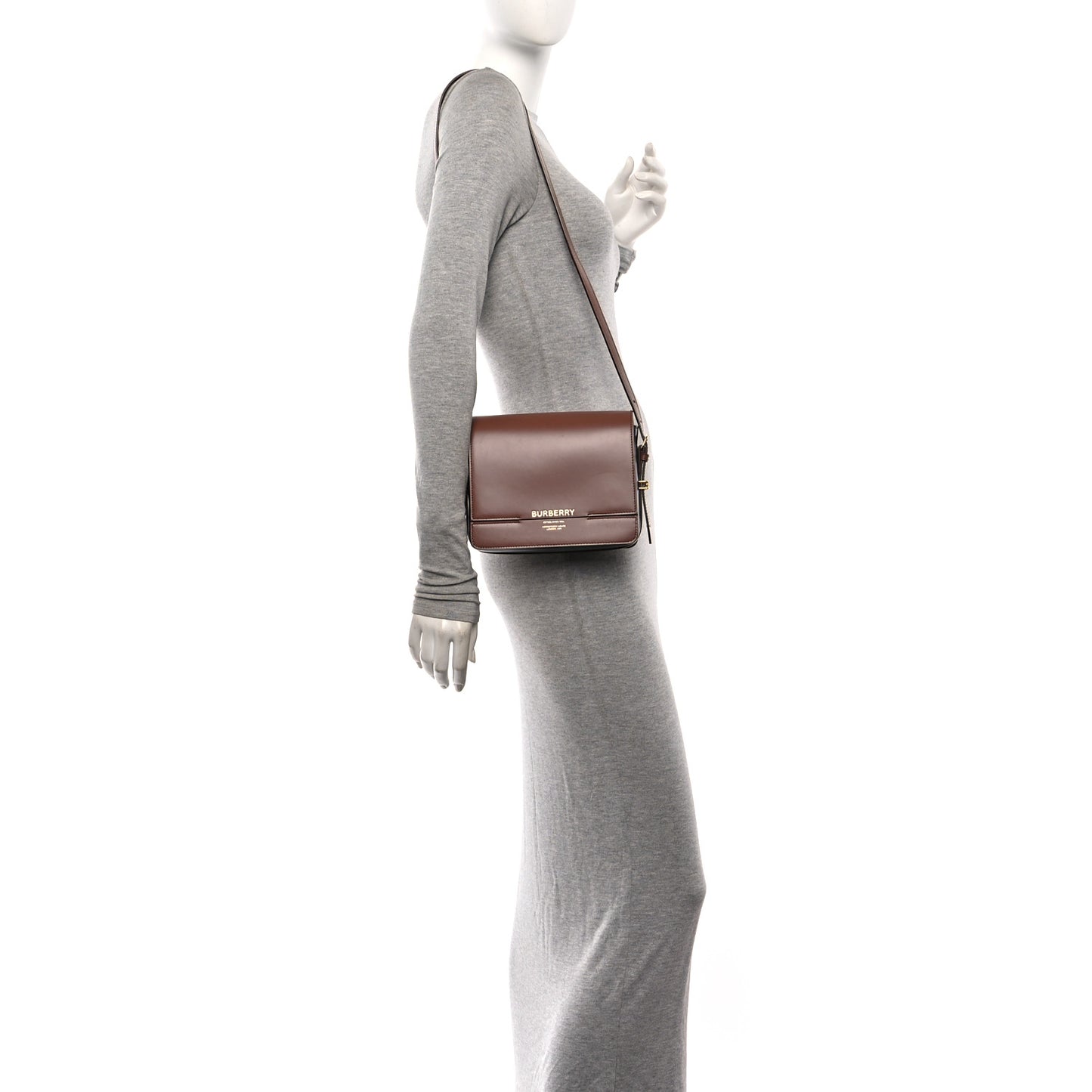 Smooth Calfskin Two Tone Small Grace Bag Malt Brown Black