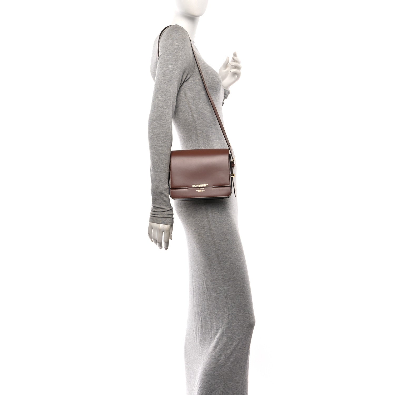 Burberry Smooth Calfskin Two Tone Small Grace Bag Malt Brown Black 2 of 11