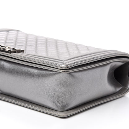 Chanel Metallic Calfskin Quilted Large Boy Flap Silver 8 of 14