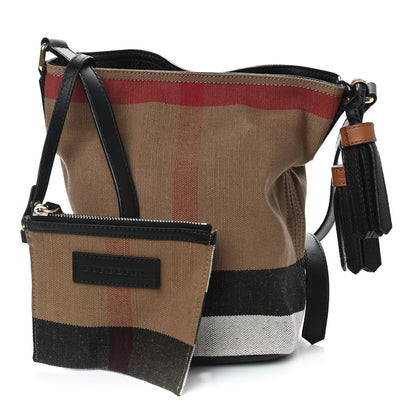 Burberry Canvas Mega Check Mini Ashby Tassel Crossbody Black 1 of 10