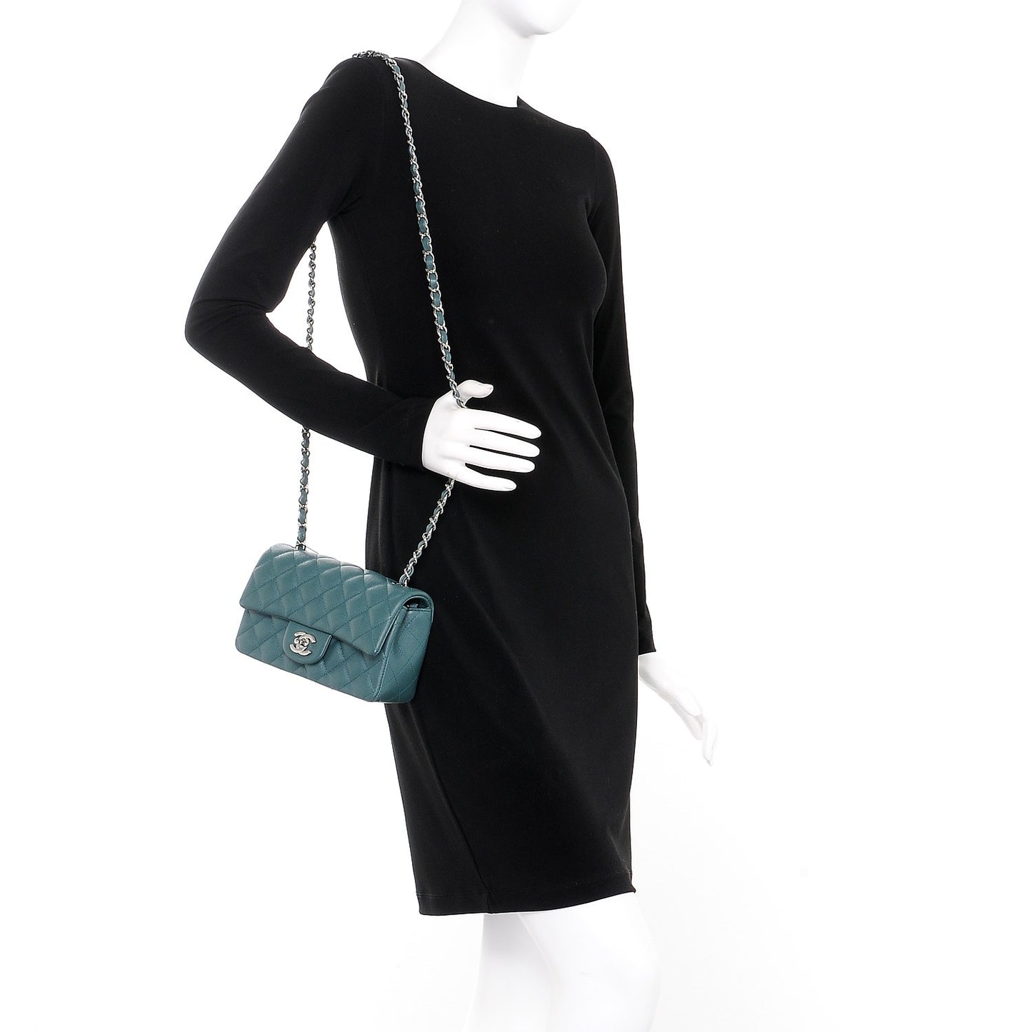 Caviar Quilted Mini Rectangular Flap Green