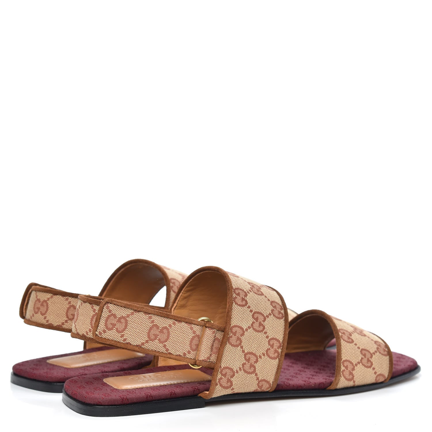 Gucci Canvas GG Monogram Mens Slingback Flat Sandals 11 Beige Ruggine Cuir 4 of 8