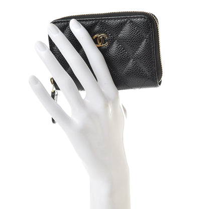 Chanel Caviar Quilted Zip Coin Purse Black 2 of 9