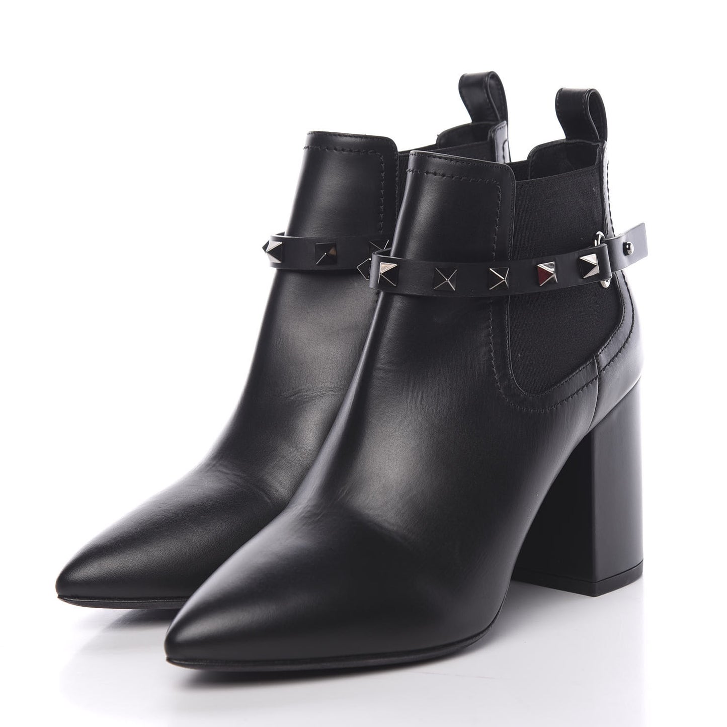 Calfskin Rockstud Chelsea 85mm Ankle Boots 36 Black