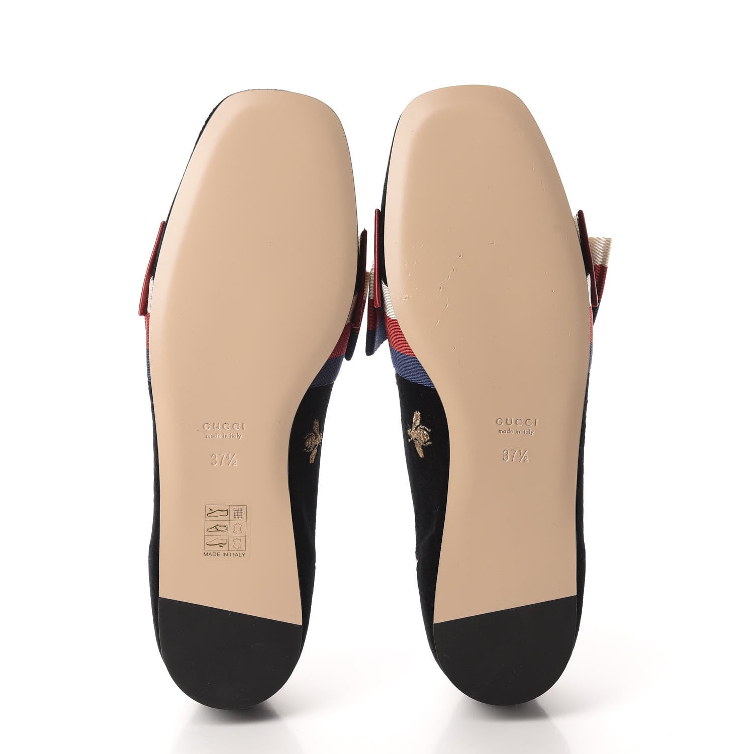 Gucci Velvet Bee Star Embroidered Sylvie Bow Loafers 37.5 Black 9 of 11