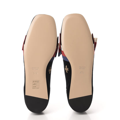 Gucci Velvet Bee Star Embroidered Sylvie Bow Loafers 37.5 Black 9 of 11