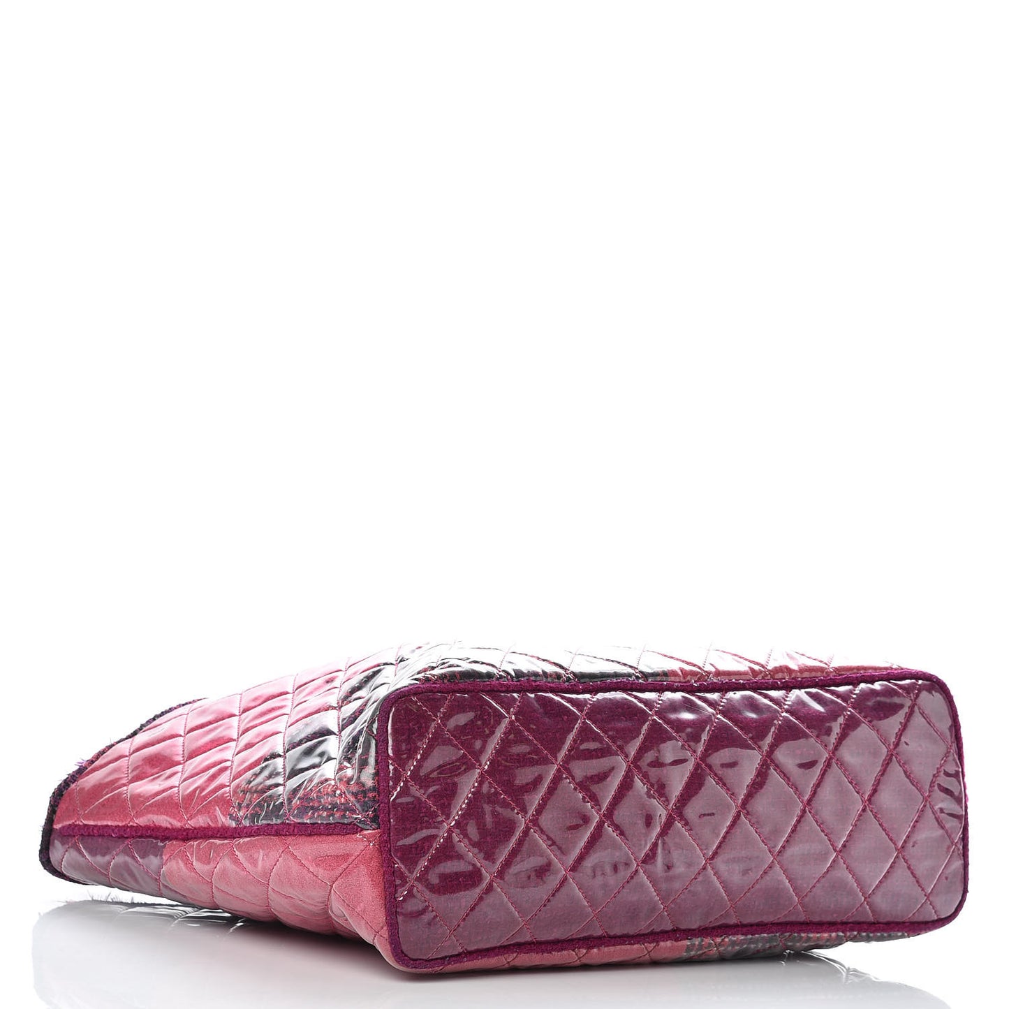 Vinyl Funny Tweed Patchwork Tote Fuchsia